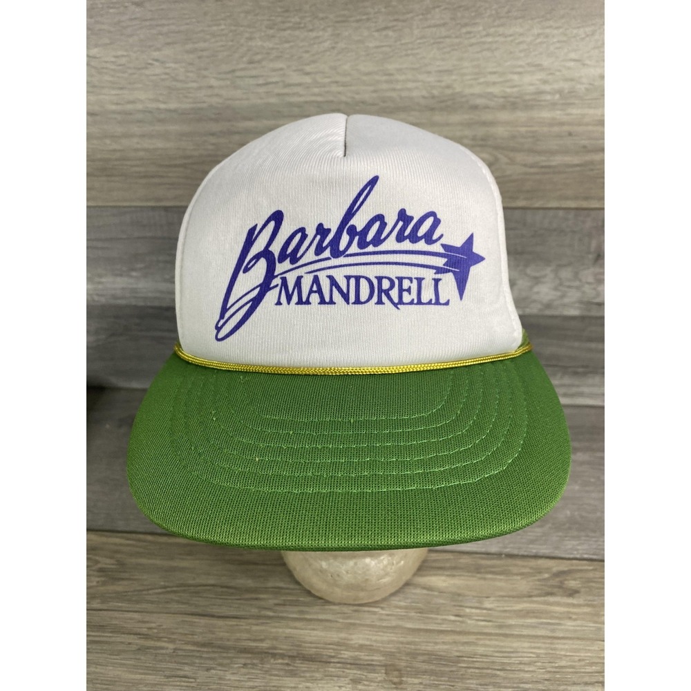 Vintage Barbara Mandrell Hat Unisex Adjustable Mesh Trucker Cap Green White